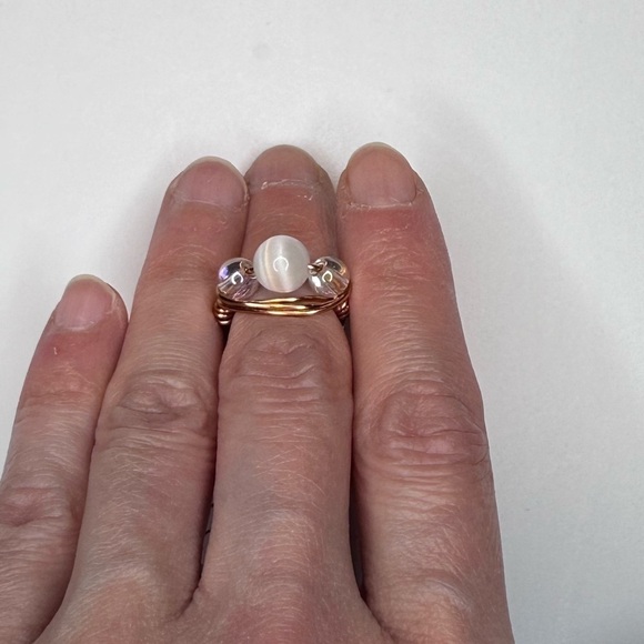 Ring cooper handmade cat eye with iridescent glass beads - Picture 7 of 10